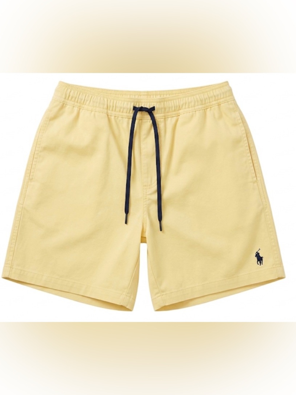 Vintage Ralph Lauren Yellow Elastic Waist Shorts with Navy Label